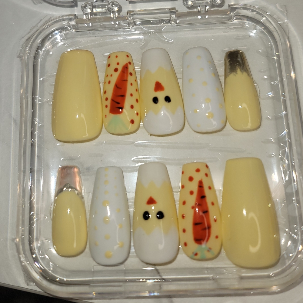 Cute Chicken and Carrot Nail Set